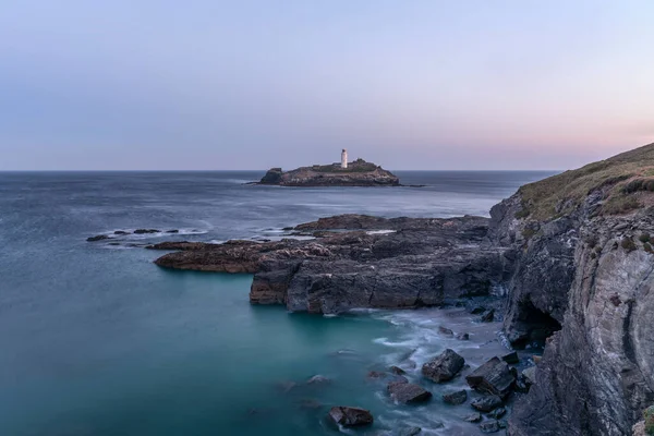 Cornwall Sahil Şeridindeki Godrevy Deniz Fenerinin Güzel Alışılmadık Manzarası — Stok fotoğraf