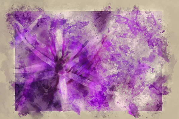 Malarstwo Akwarelowe Efekt Artystyczny Piękny Fioletowy Kwiatowy Abstrakt — Zdjęcie stockowe