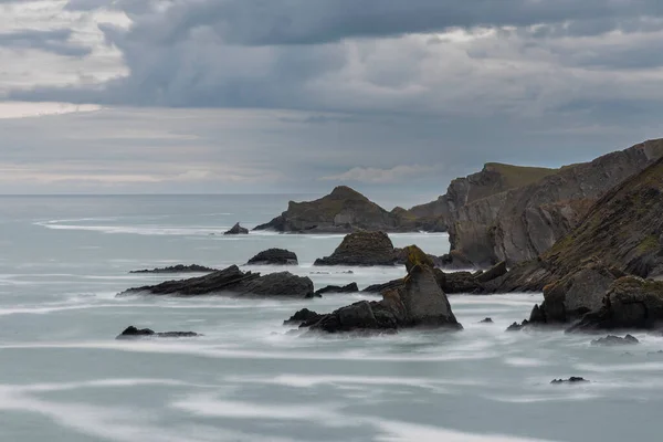 Beau Paysage Art Image Vue Hartland Quay Dans Devon Angleterre — Photo