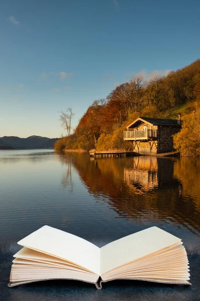 Fantastisk Soluppgång Hösten Fall Landskap Bild Ullswater Lake District Med — Stockfoto