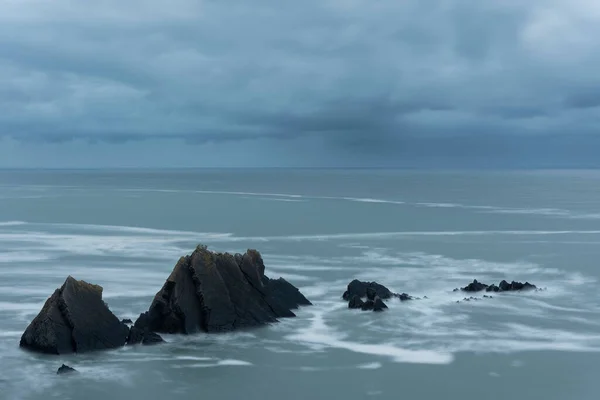 Beau Paysage Art Image Vue Hartland Quay Dans Devon Angleterre — Photo