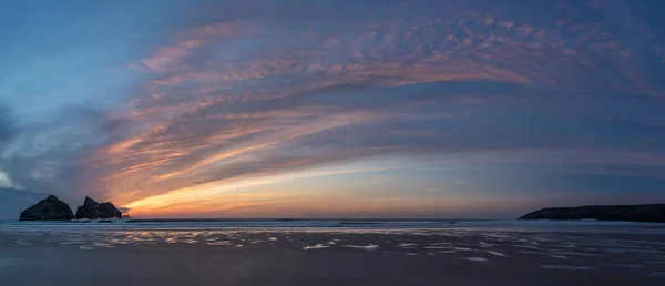 Helt Fantastiska Landskapsbilder Holywell Bay Stranden Cornwall Storbritannien Gyllene Hojur — Stockfoto