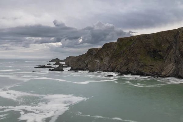 Piękny Piękny Krajobraz Sztuki Obraz Obrazu Nabrzeża Hartland Devon Anglia — Zdjęcie stockowe