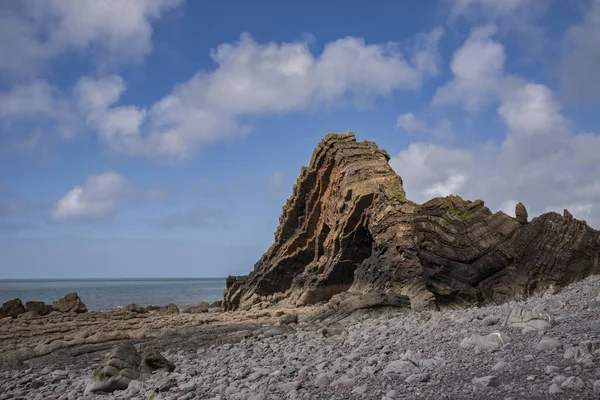 Schöne Landschaftsaufnahme Von Blackchurch Rock Auf Devonischer Geologischer Formation — Stockfoto