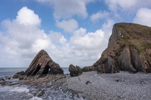 Ngiltere Deki Devonian Jeolojik Oluşumunda Blackchurch Kayası Nın Çarpıcı Hava — Stok fotoğraf