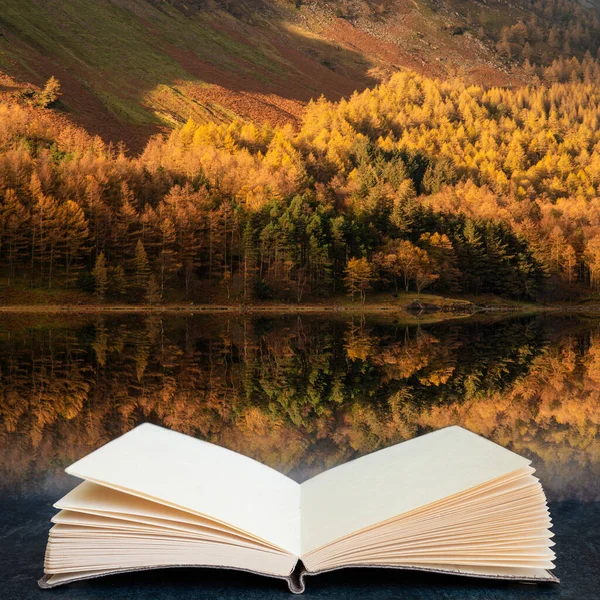 Stunning Epic Autumn Fall Landscape Buttermere Lake District Beautiful Early — Stock Photo, Image