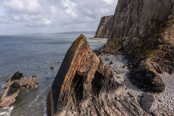 Drone Aéreo Deslumbrante Voando Imagem Paisagem Blackchurch Rock Devonian Formação — Fotografia de Stock