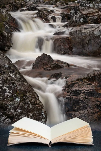 Ohromující Krajina Obraz Buachaille Etive Mor Vodopád Skotské Vysočině Zimním — Stock fotografie