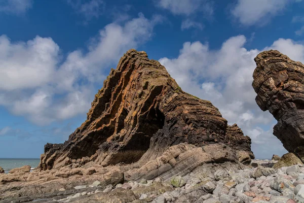 Schöne Landschaftsaufnahme Von Blackchurch Rock Auf Devonischer Geologischer Formation — Stockfoto