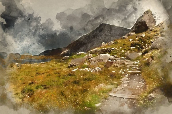 Snowdonia Ulusal Parkı Ndaki Glyderau Dağları Ndaki Llynn Idwal Üzerindeki — Stok fotoğraf