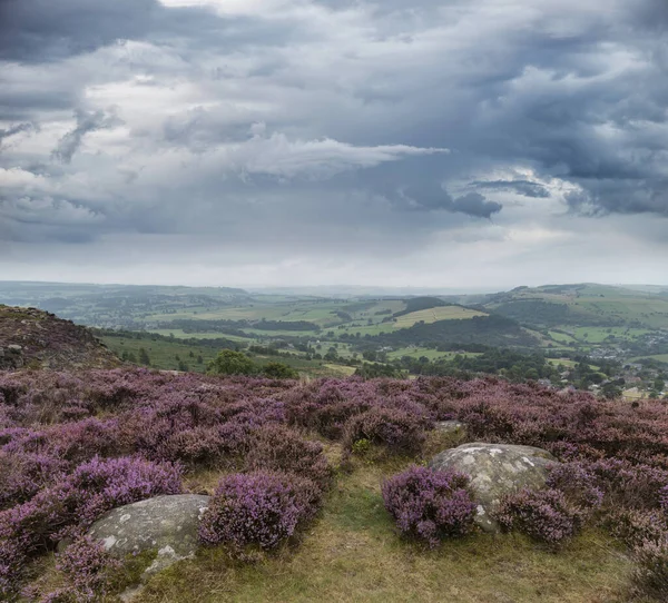Atemberaubende Landschaft Des English Peak District Von Curbar Edge Mit — Stockfoto