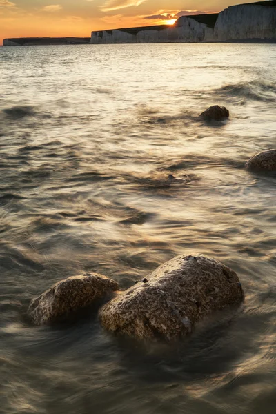 Immagine paesaggistica del tramonto su Birling Gap in Inghilterra — Foto Stock