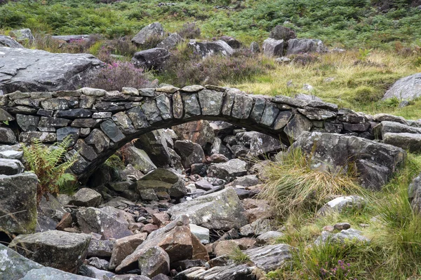 Ancien pont de cheval de bât sur le ruisseau de montagne en automne — Photo