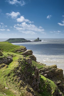Solucan'ın baş ve rhosilli Bay Wales yaz peyzaj