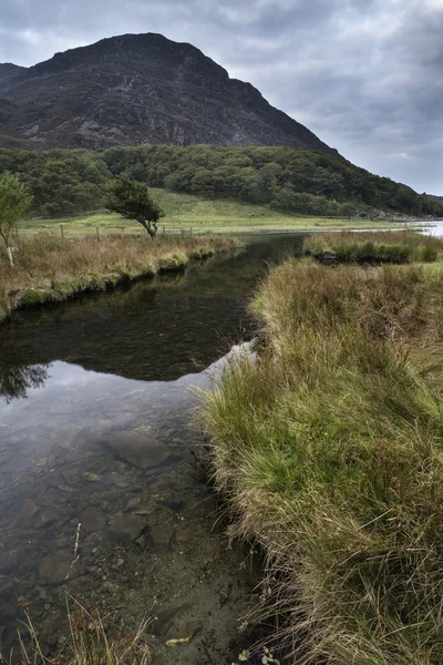 Landscape image of mountain reflected in still lake on Summer mo — Stock Photo, Image