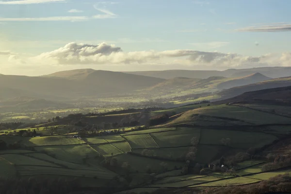 Beautiful Autumn Fall landscape of Hope Valley from Stanage Edge — Stock Photo, Image