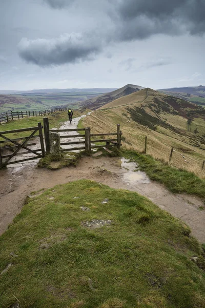 Mam Tor Paisaje otoñal por la mañana en Peak District — Foto de Stock