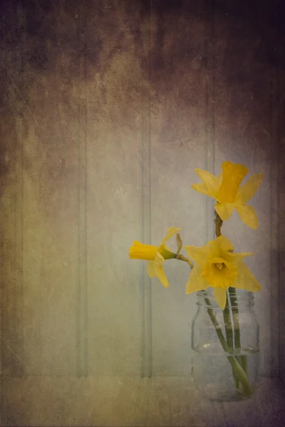 Imagem ainda vida de flores de primavera com filtro de textura vintage e — Fotografia de Stock