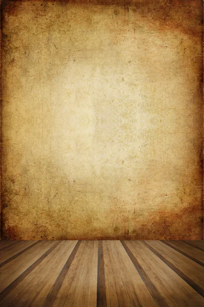 Retro grunge texture background with wooden floor platform foreg