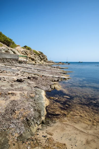 Landscape image of old Mediteranean fishing village in Ibiza — Stock Photo, Image