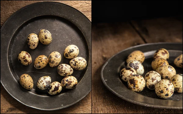Compilación de la iluminación natural de mal humor puesta de quaills huevos wi — Foto de Stock
