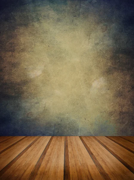 Retro grunge texture background with wooden floor platform foreg — Stock Photo, Image