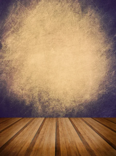 Retro grunge texture background with wooden floor platform foreg — Stock Photo, Image