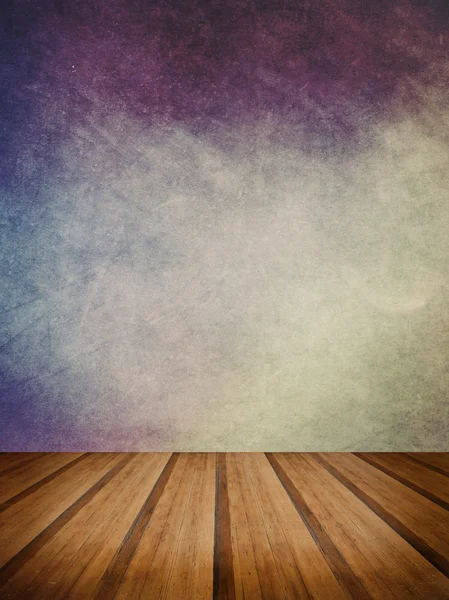 Retro grunge texture background with wooden floor platform foreg — Stock Photo, Image