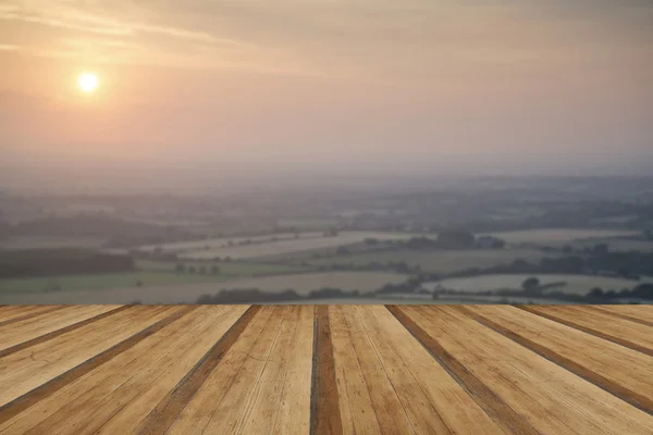 View across English countryside landscape during late Summer eve — Stock Photo, Image