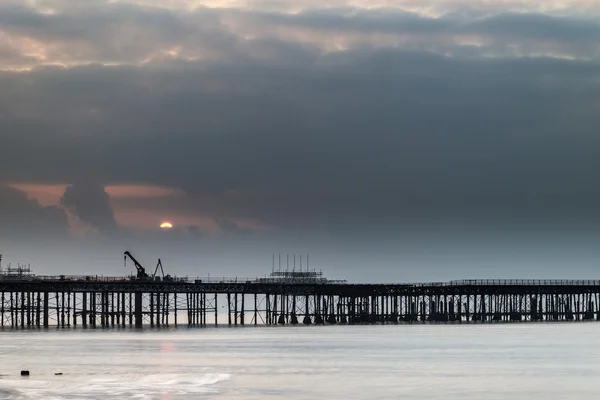 Sunrise landscape of pier under construction and development — Stock Photo, Image