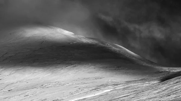 Beautiful morning Winter sunlight on mountain landscape black an — Stock Photo, Image