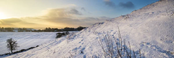 田舎のウィットを覆われて雪のパノラマ風景を見事な — ストック写真