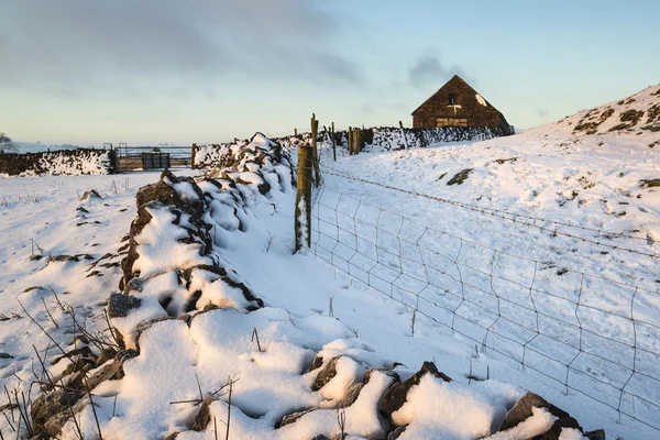 Beautiful Winter landscape over snow covered Winter countryside — Stock Photo, Image