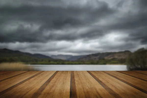 Stormy dramatic sky over Lake District countryside landscape — Stock Photo, Image
