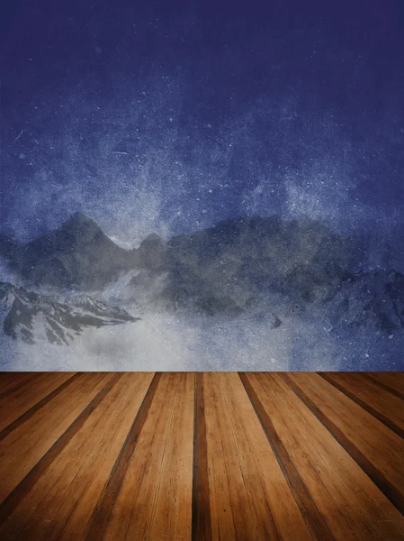 Retro Grunge Textur Hintergrund mit Holzboden Plattform foreg — Stockfoto