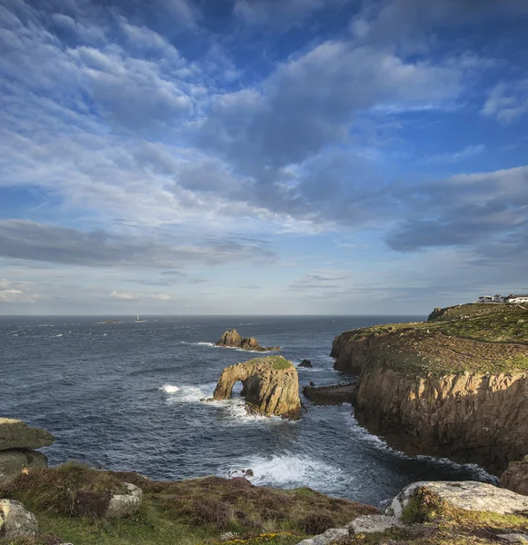 Krásný východ slunce krajina z letiště Land's End v Anglii Cornwall — Stock fotografie