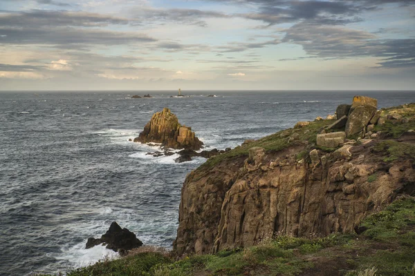 Beautiful sunrise landscape of Land's End in Cornwall England — Stock Photo, Image