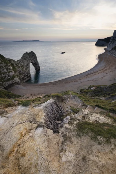 Krásný západ slunce krajina obrázek Durdle Door — Stock fotografie