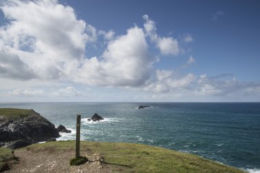 Cornwall Engla kafasına Trevose canlı yaz peyzaj görüntüsü