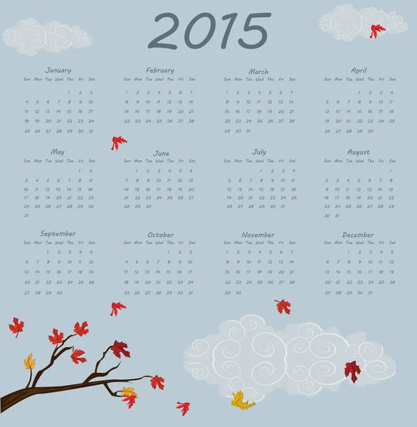 2015 ano calendário — Vetor de Stock