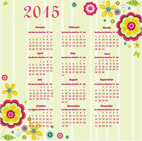 Calendario dell'anno 2015 — Vettoriale Stock