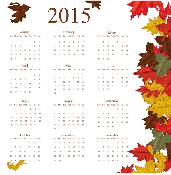 Calendario dell'anno 2015 — Vettoriale Stock