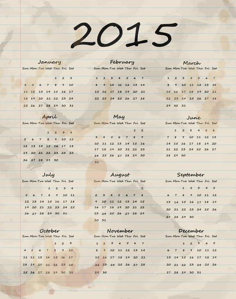 Papirkalender 2015 – stockvektor