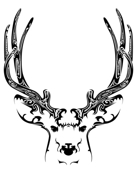 Tatuaje tribal de cabeza de ciervo abstracto — Vector de stock