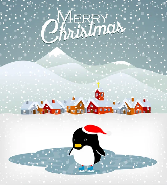 Cute Christmas penguin — Wektor stockowy