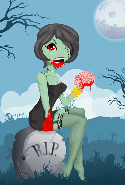 Desenhos animados Zombie Girl — Vetor de Stock