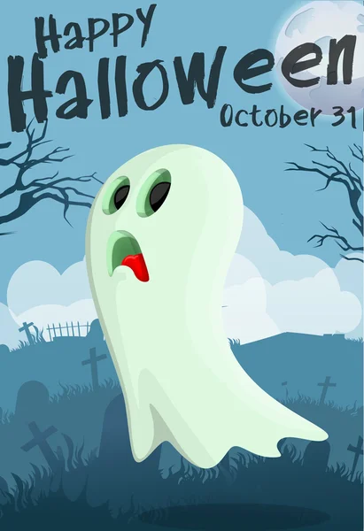 Halloween Cartoon Ghost — Stockvector