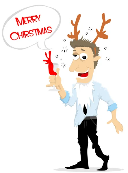 Drunk man in christmas party — Stock Vector