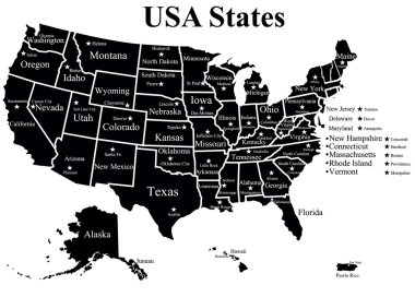 USA map with states clipart