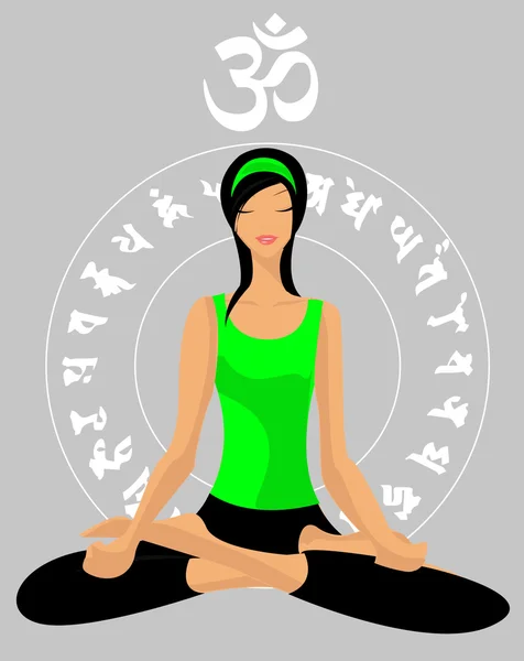 Jeune femme pratiquant le yoga — Image vectorielle